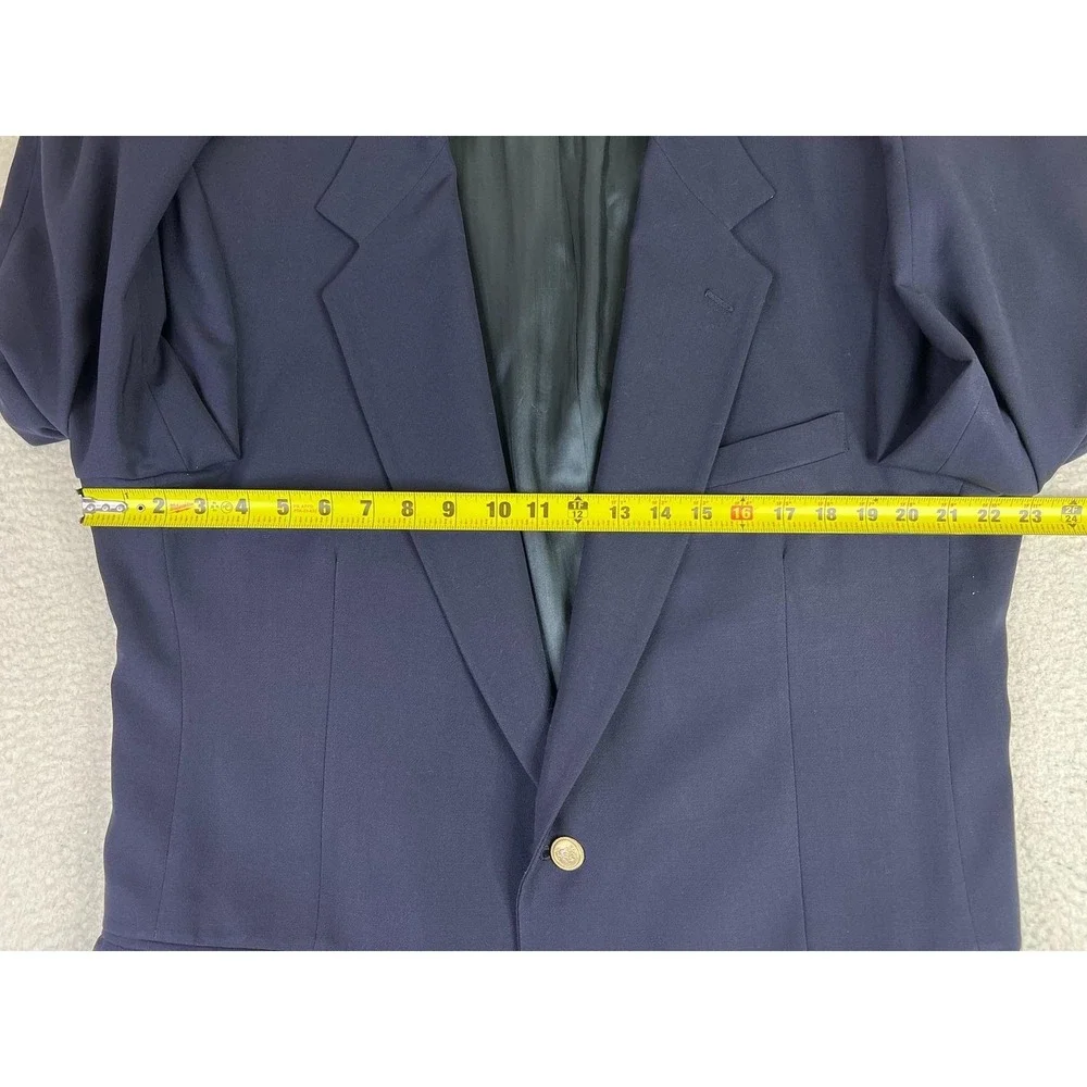 Stafford Blazer Mens 43 Long Navy Blue 100% Wool Gold Buttons Sport Coat USA